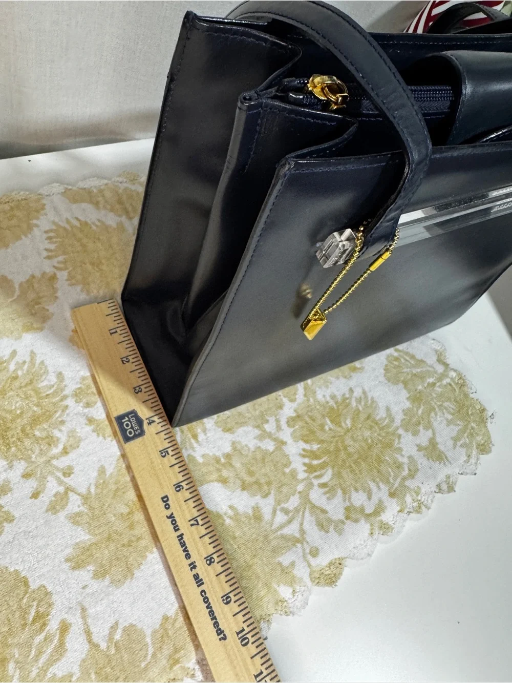 Bally Navy Leather Structured Satchel/Tote Gold Charm/Hardwares Made in Italy